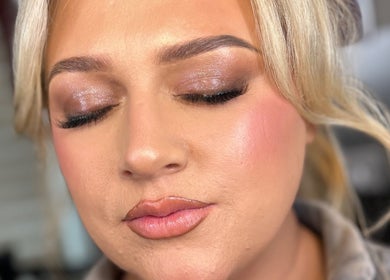 Close-up of a woman's face with glowing makeup from SA Artistry, Arklow, County Wicklow, IE.