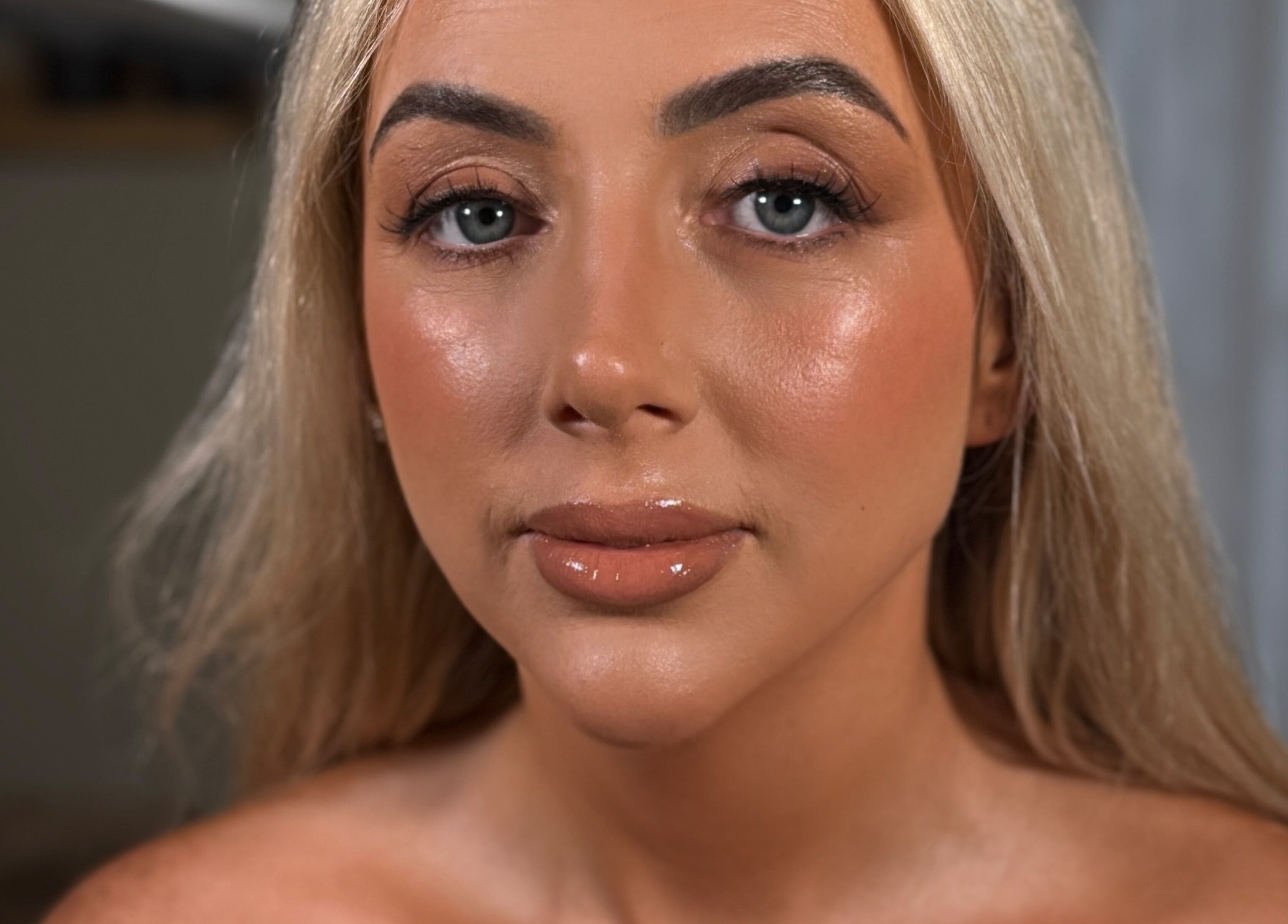 Close-up of a makeup look by SA Artistry in Arklow, County Wicklow, IE showcasing glowing skin.