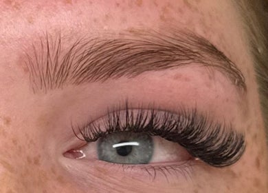Close-up of eyelash extensions by By Megan in Paisley, Scotland, GB showcasing detailed work.