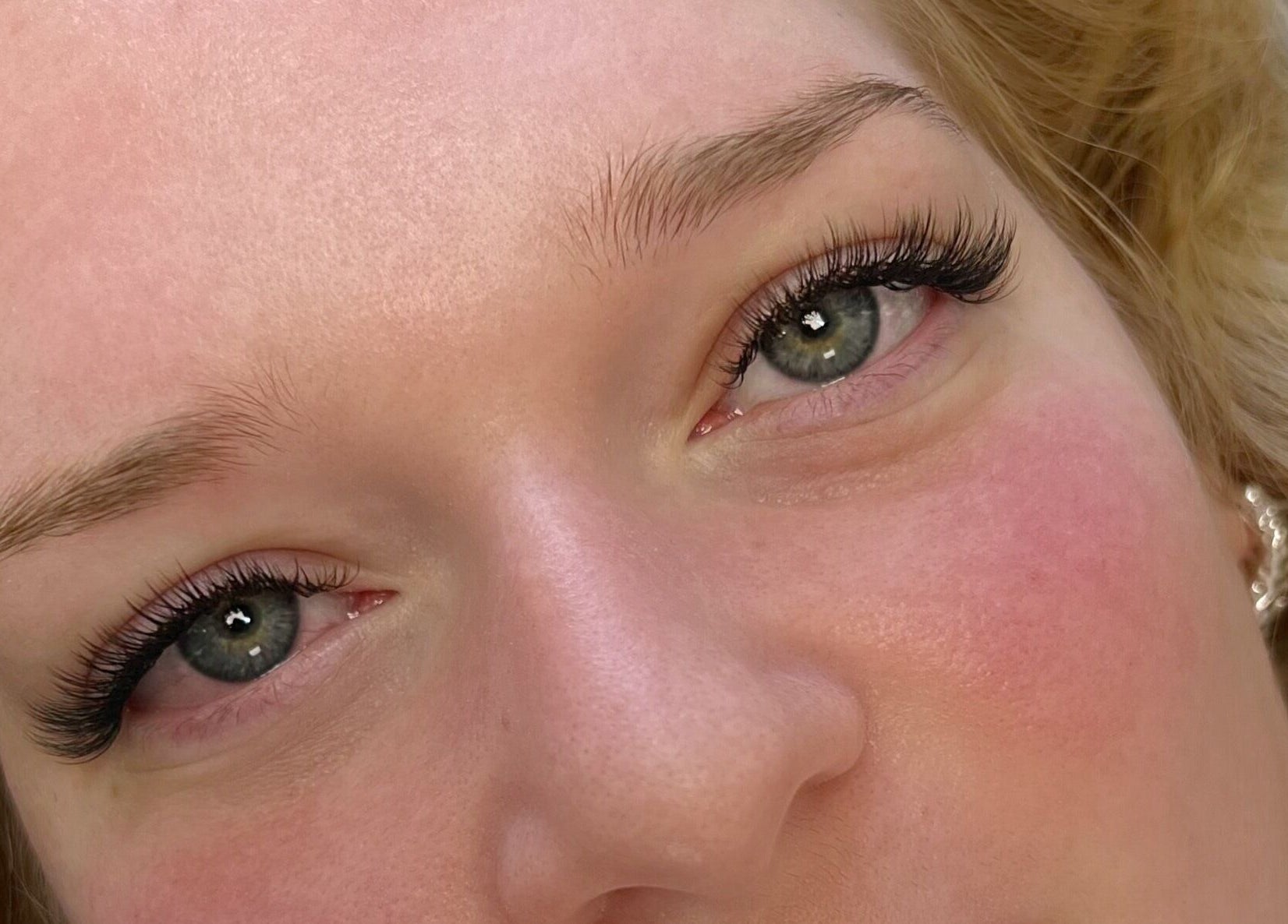 Close-up of lash extensions at Linas Lashes & Brows in High Wycombe, England, GB.