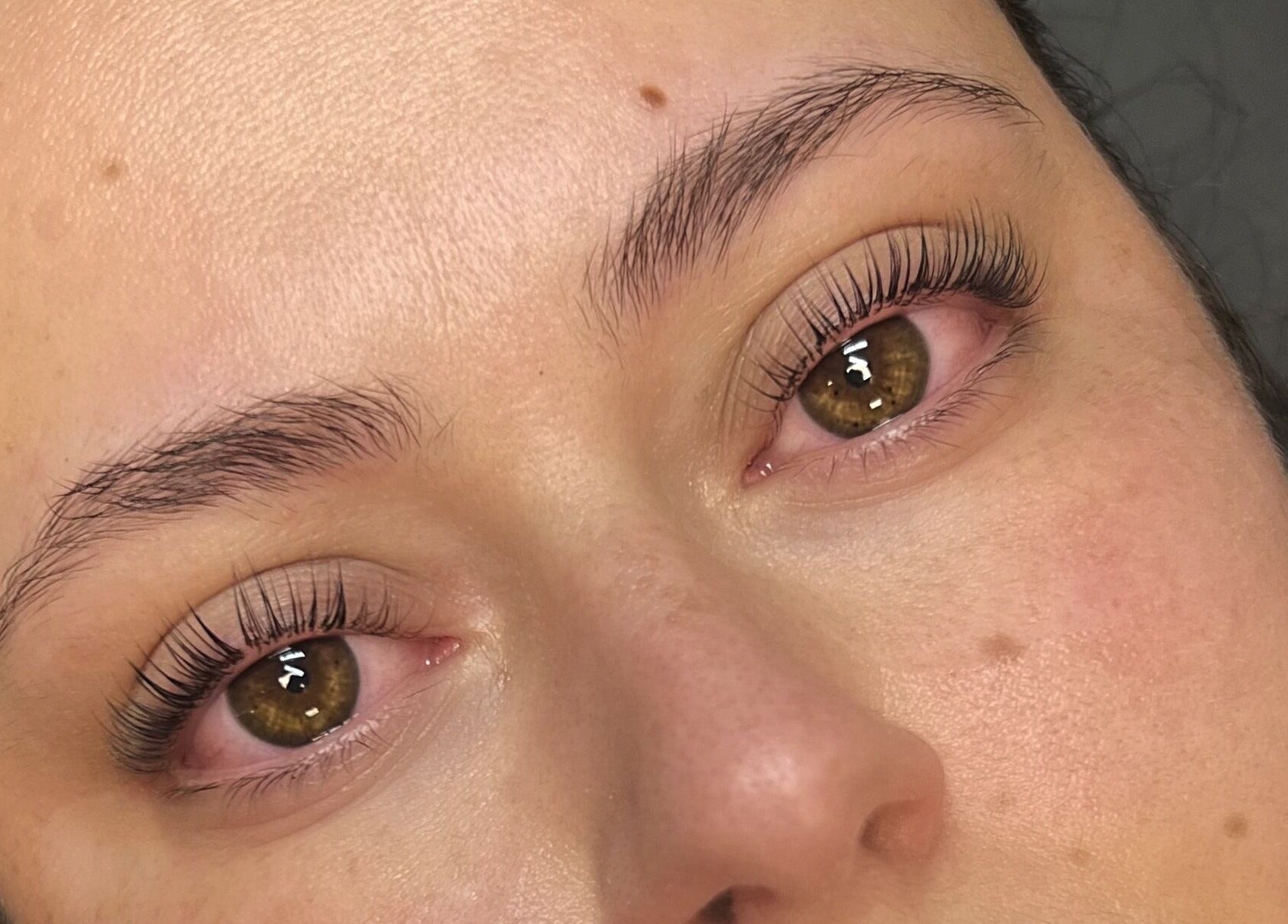 Close-up of beautifully enhanced eyelashes at Linas Lashes & Brows, High Wycombe, England, GB.