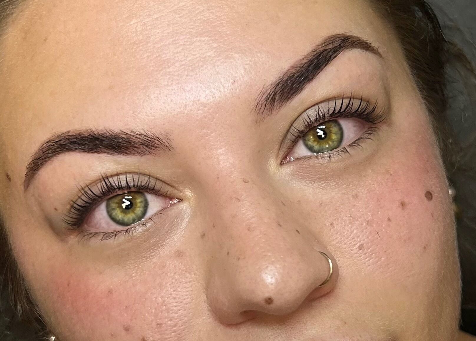 Close-up of eyelash enhancements at Linas Lashes & Brows, High Wycombe, England, GB.