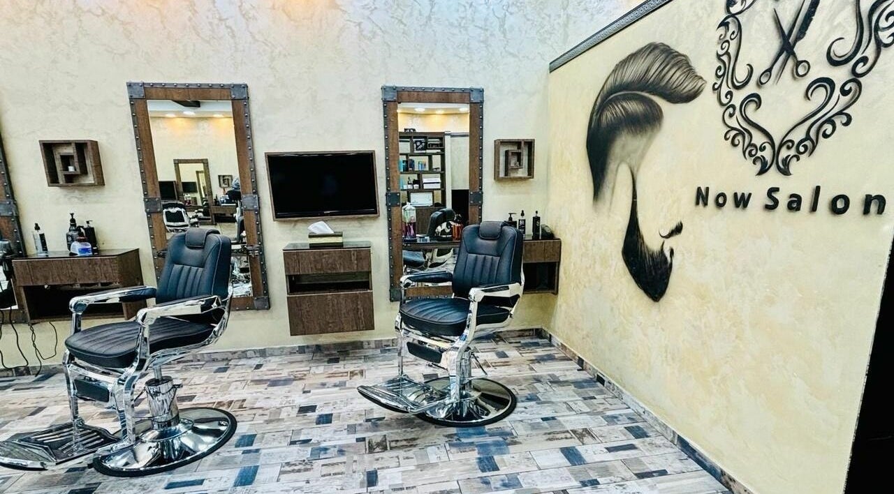 Now Salon interior with modern styling chairs in دبي, دبي, AE, showcasing sleek design and luxury.