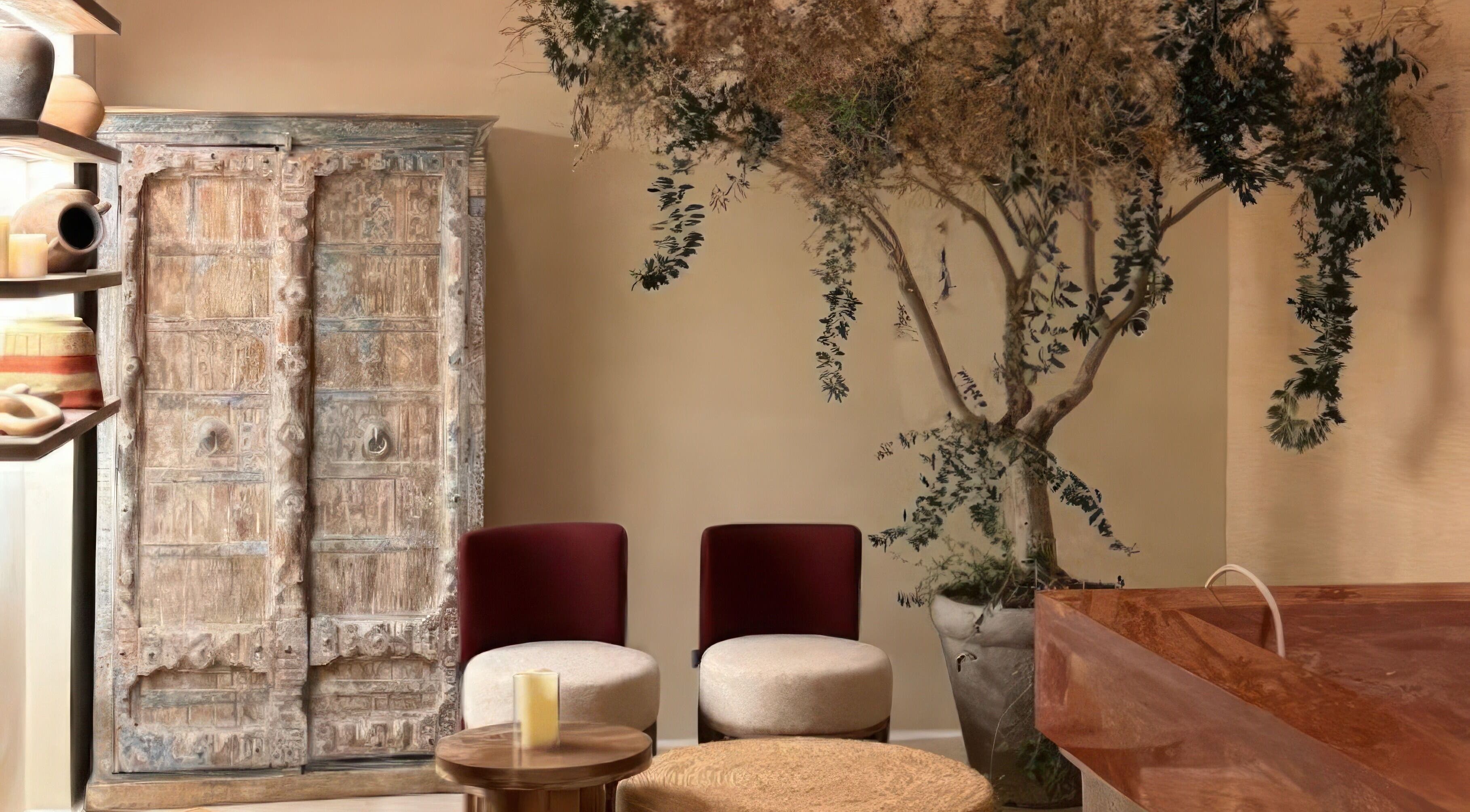 Warm, rustic spa interior at Kedhab Spa I خضاب سبا in Riyadh, Riyadh Province, SA, featuring earthy tones.