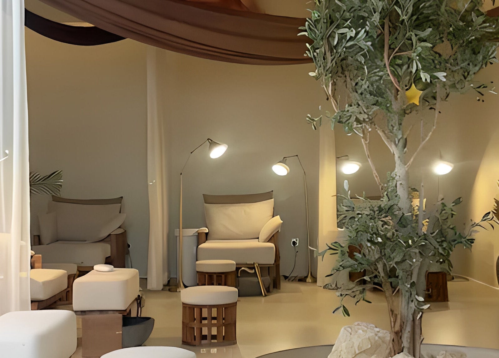 Relaxing seating area at Kedhab Spa I خضاب سبا, Riyadh, Riyadh Province, SA, with cozy chairs and ambient lighting.