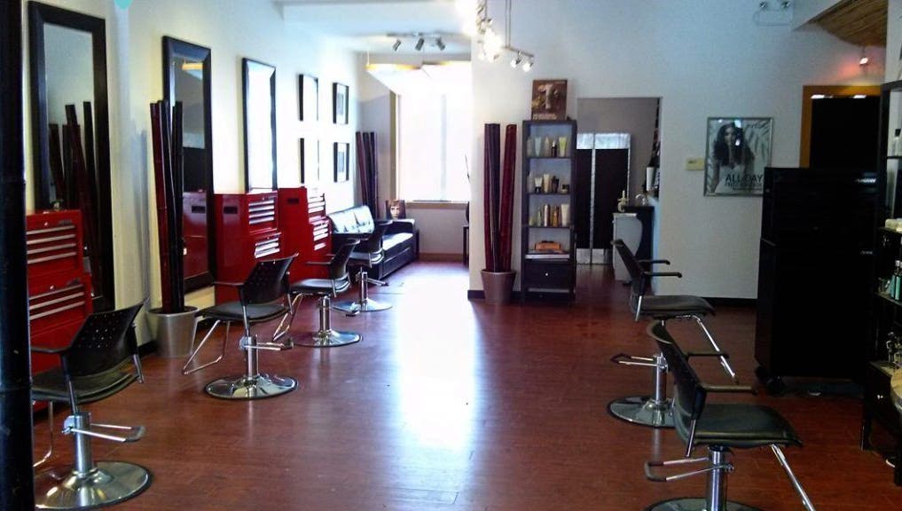 Bright, modern salon at Absolute Hair - Appointments with Jamie, Waterloo, Ontario, CA with stylish decor.