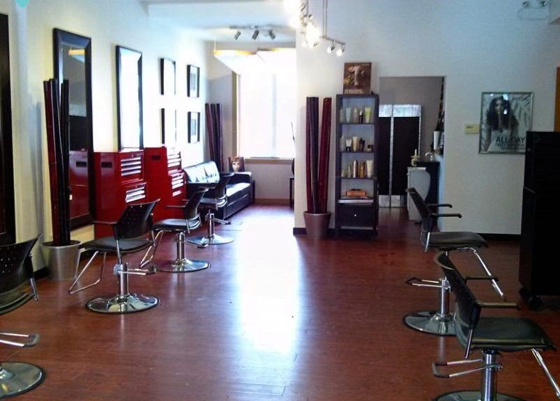 Bright, modern salon at Absolute Hair - Appointments with Jamie, Waterloo, Ontario, CA with stylish decor.