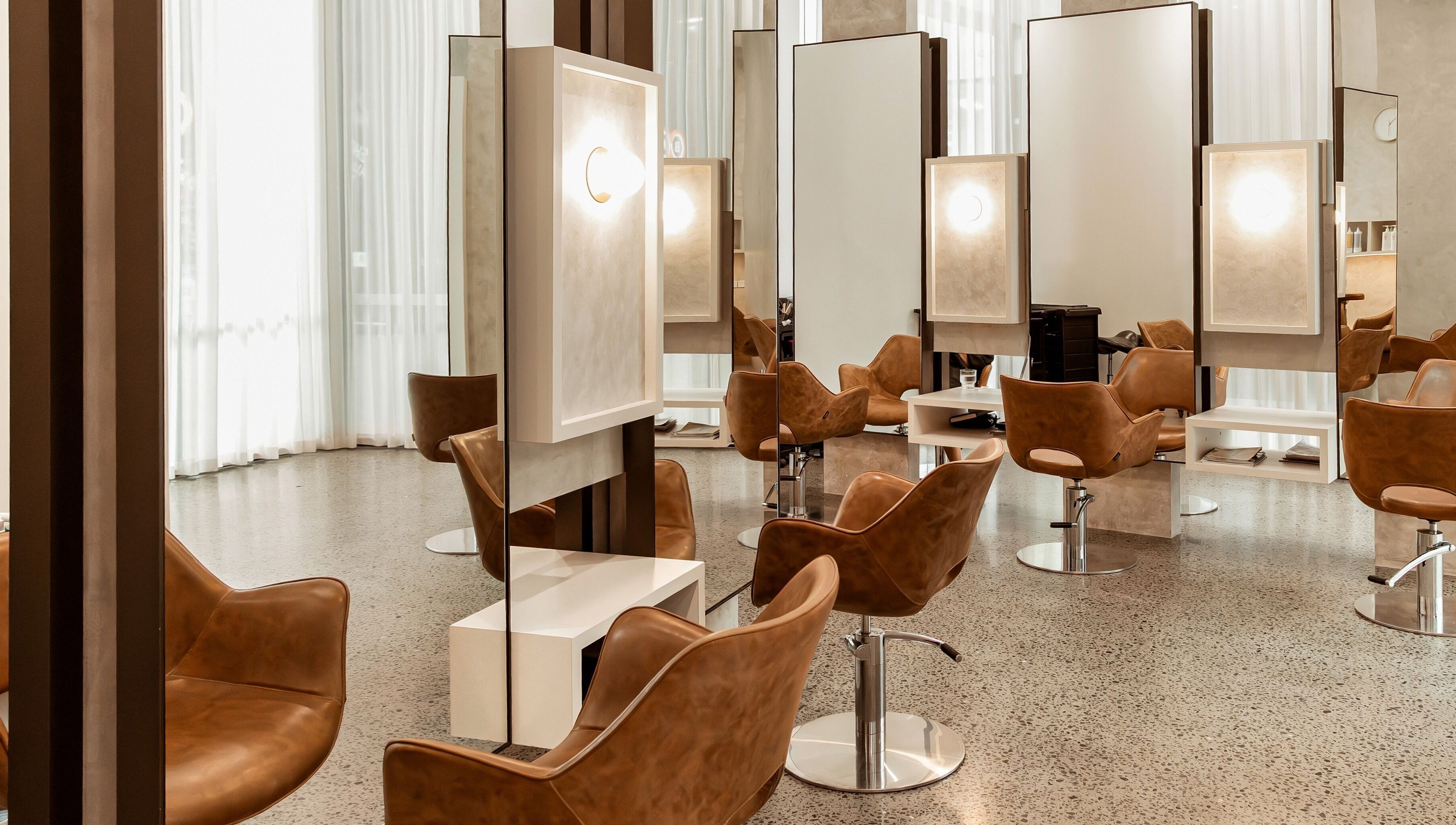 Luxurious salon chairs at Lennox Hair, Lennox Head, New South Wales, AU.