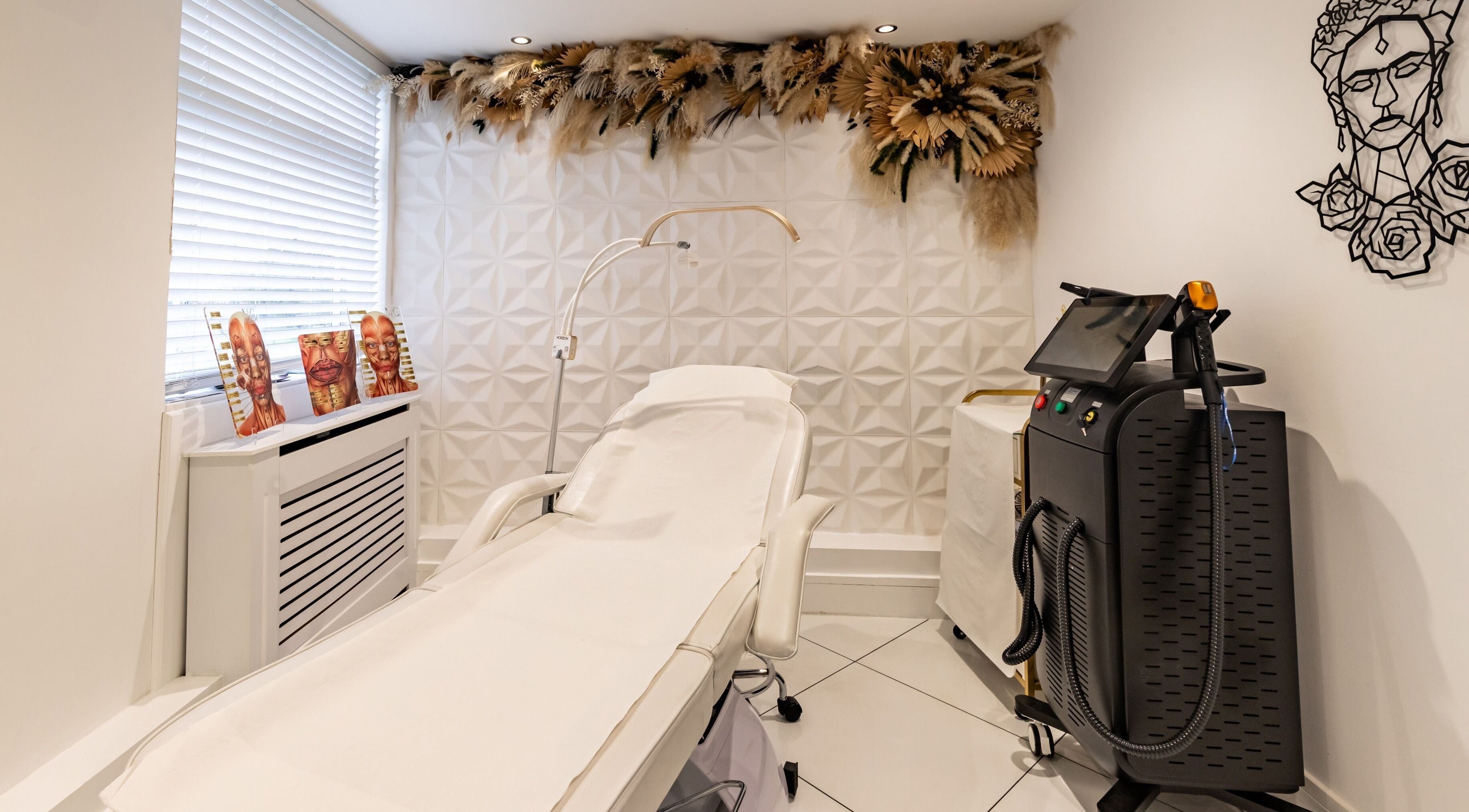 Elegant treatment room at Maria Charles Aesthetics Crawley, featuring modern decor in Crawley, England, GB.