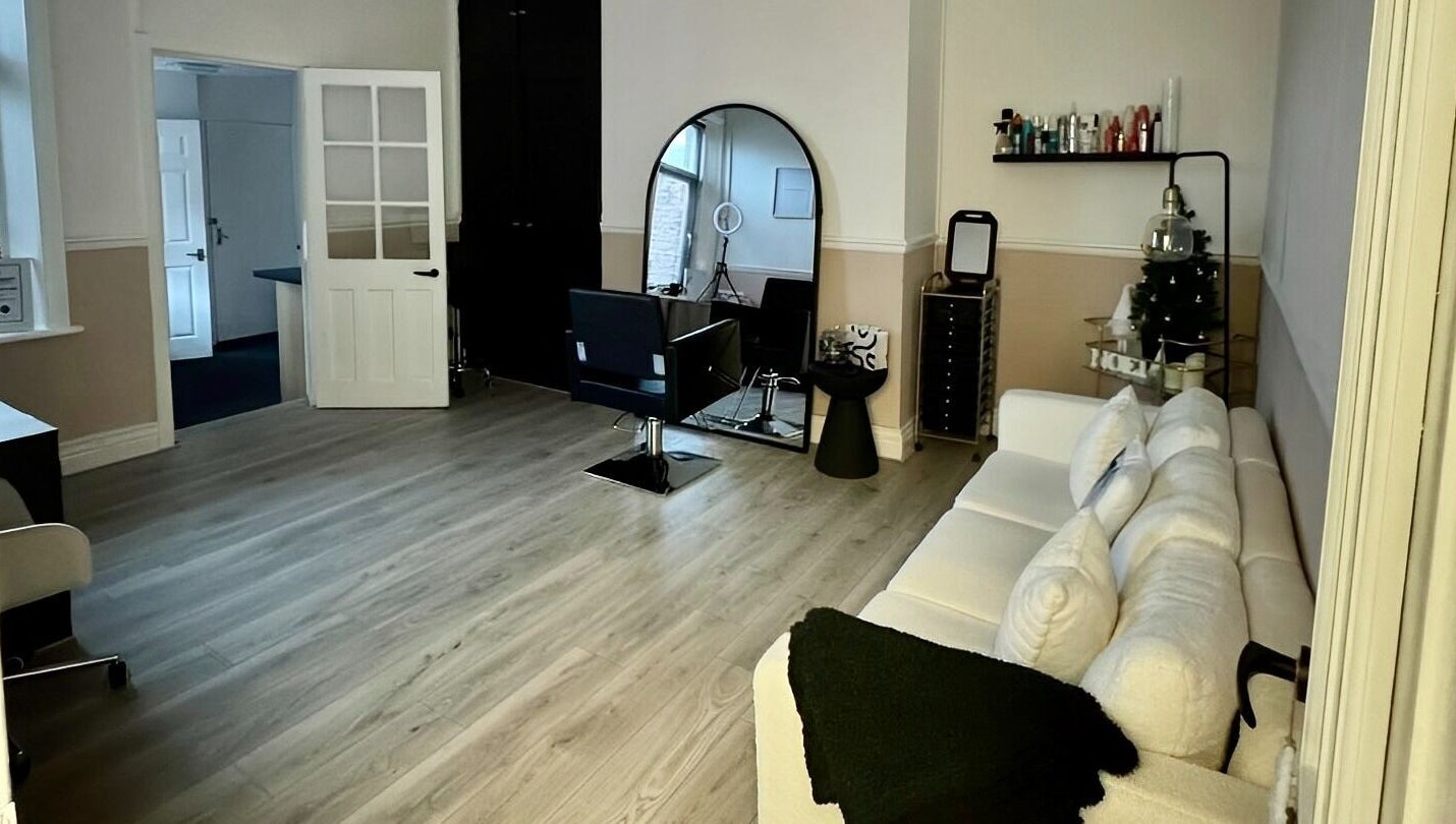 Elegant salon interior at HairByMollyLegge in Hebburn, England, GB with stylish decor and cozy seating.