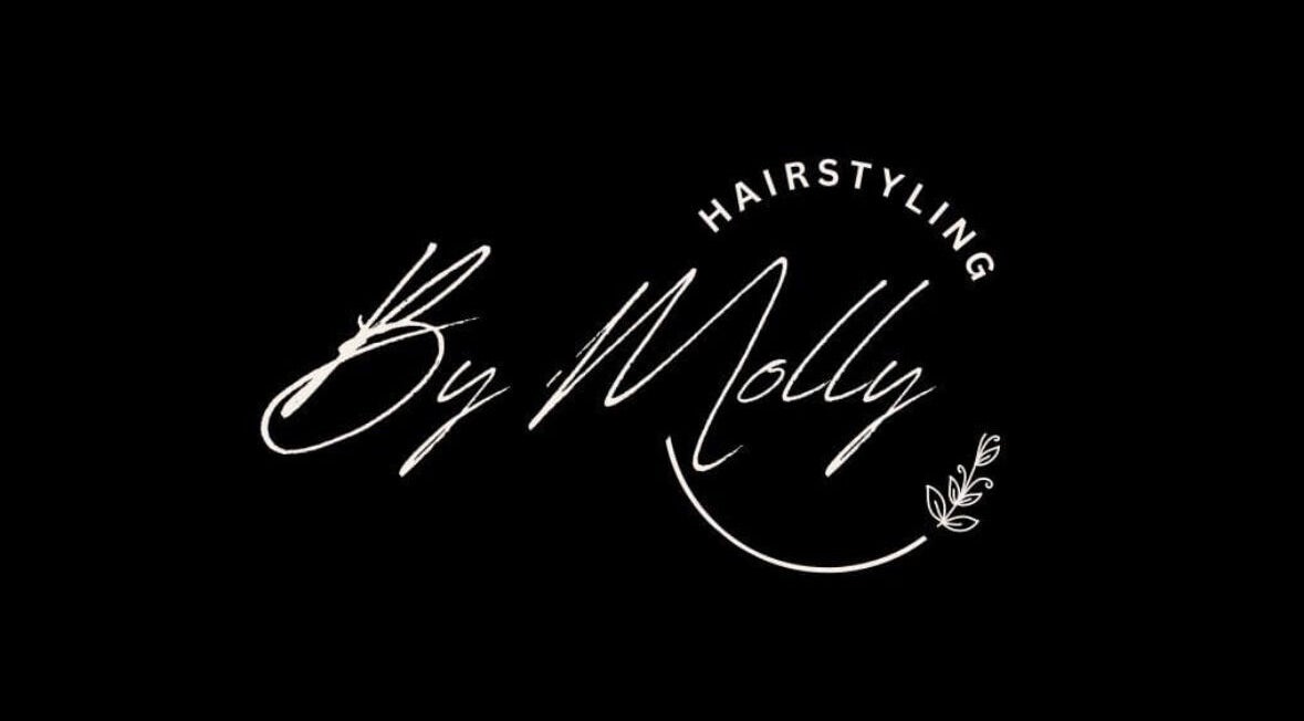 Stylish HairByMollyLegge logo in Hebburn, England, GB featuring elegant script on a dark background.