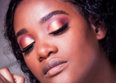 Close-up of vibrant eye makeup at Shira Glam Studio, Roodepoort, Gauteng, ZA.