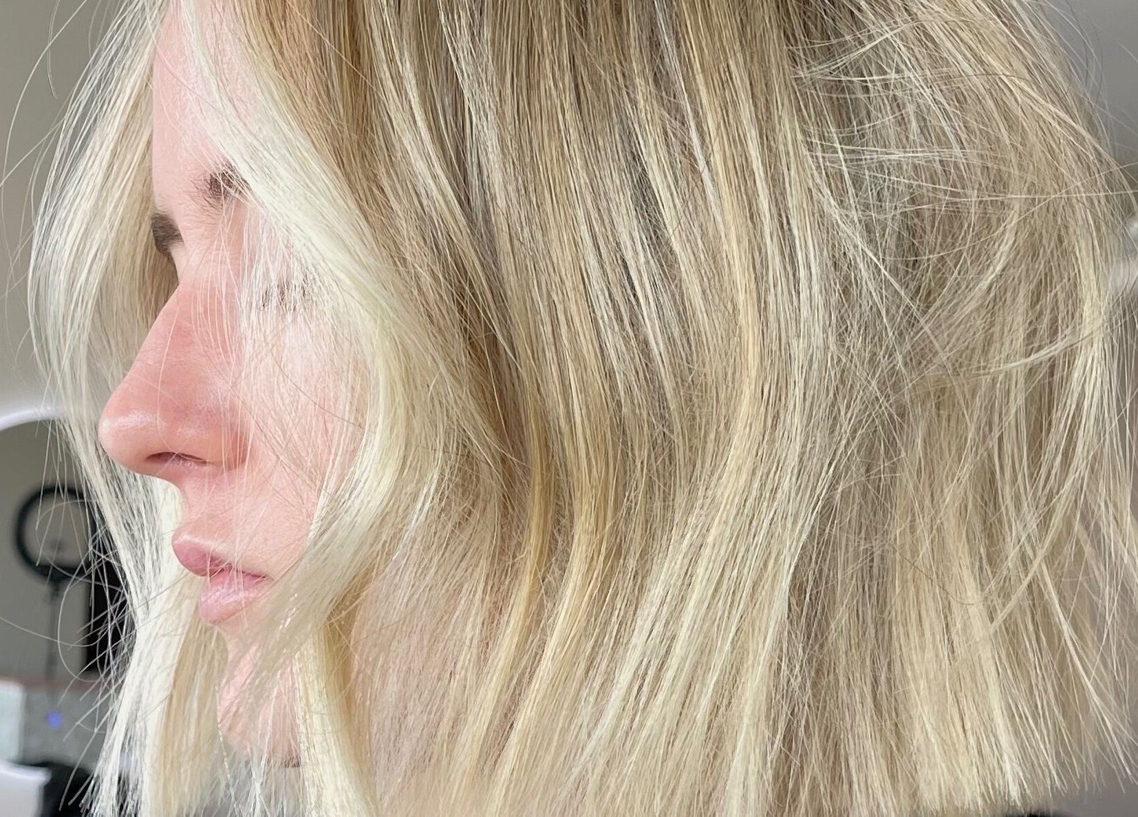 Blonde bob hairstyle at Hair by Cher, Mooloolaba, Queensland, AU. Modern salon look.