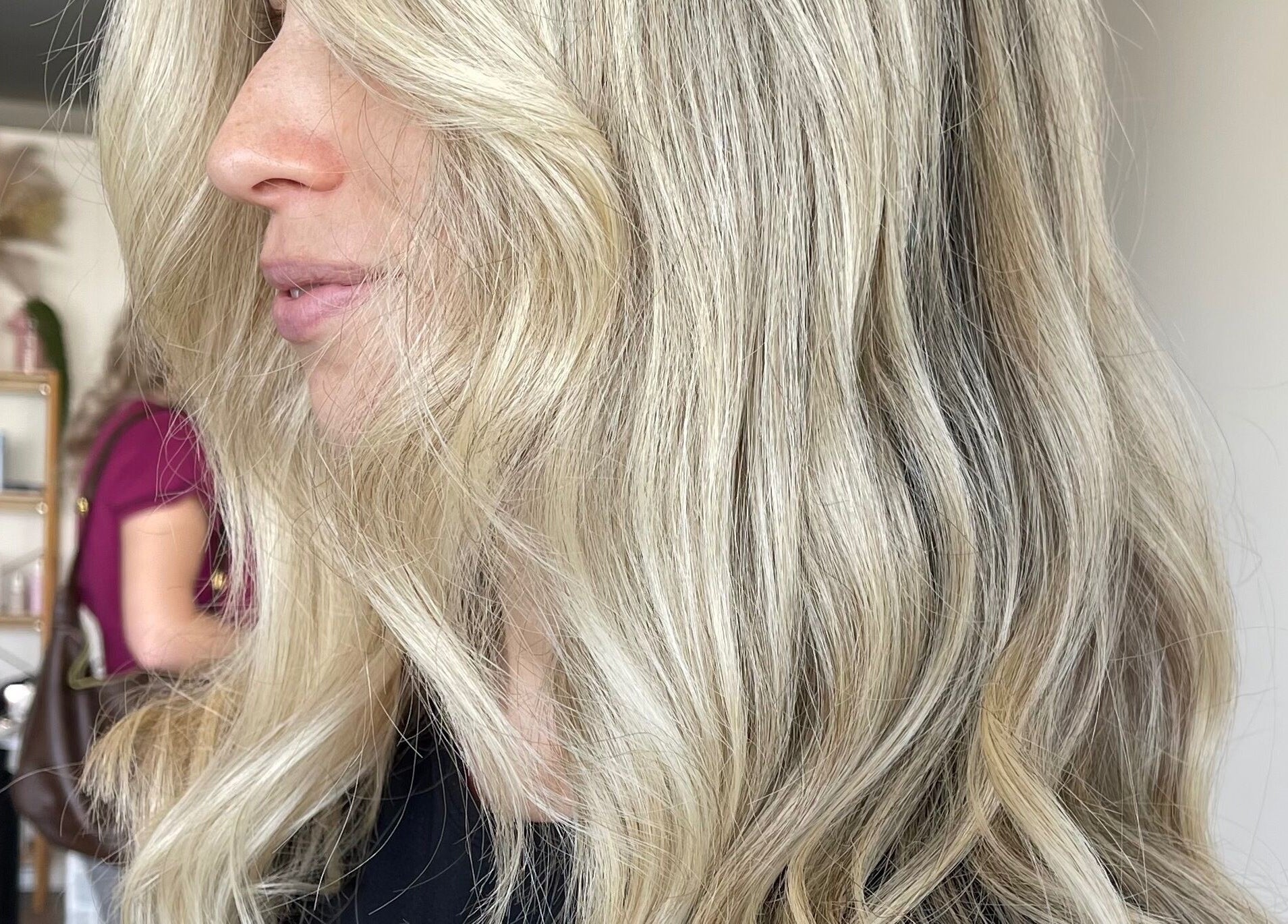 Blonde cascading waves styled at Hair by Cher, Mooloolaba, Queensland, AU.