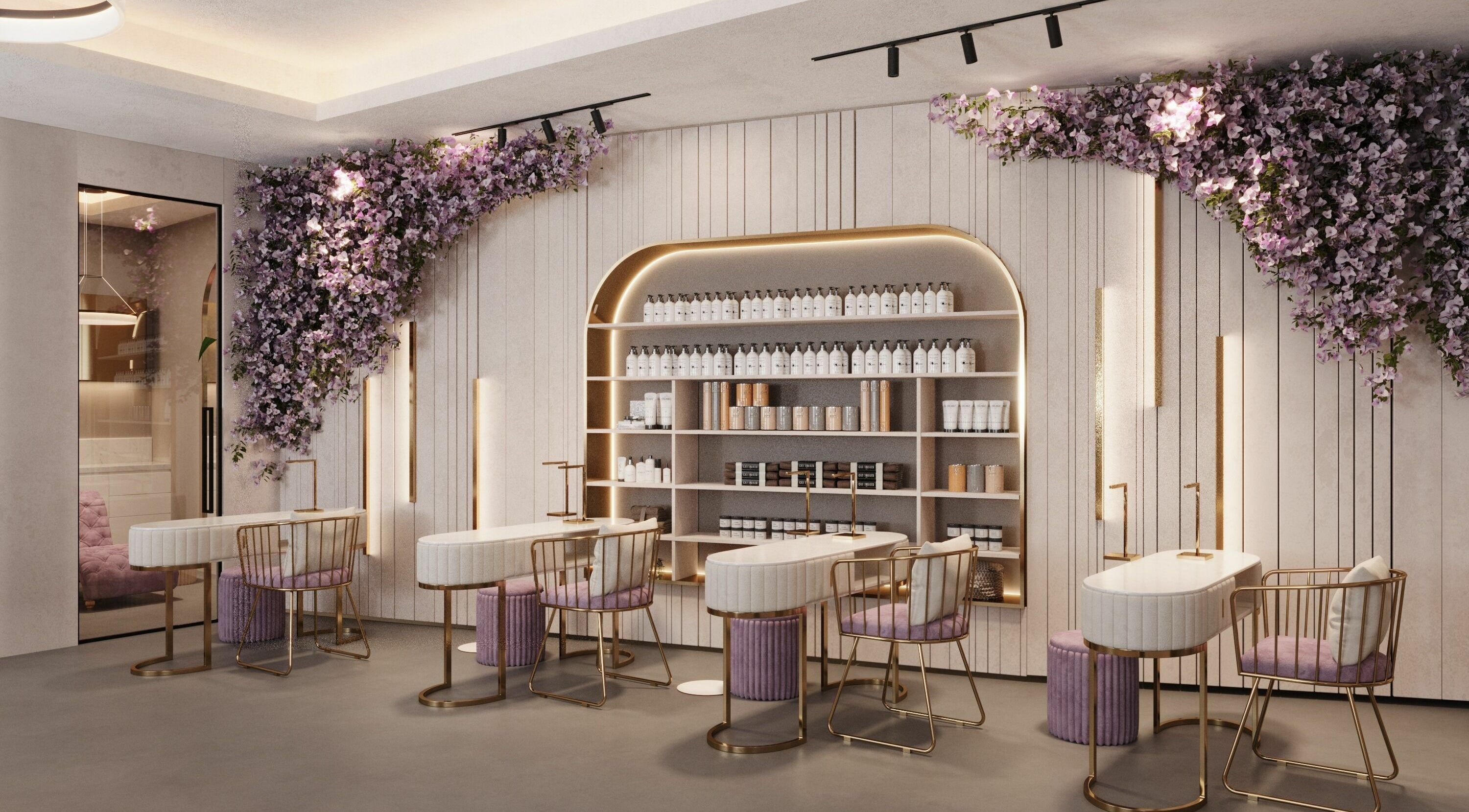 Elegant interior of Imperial Beauty Ladies Salon in دبي, AE, featuring chic decor and modern beauty stations.