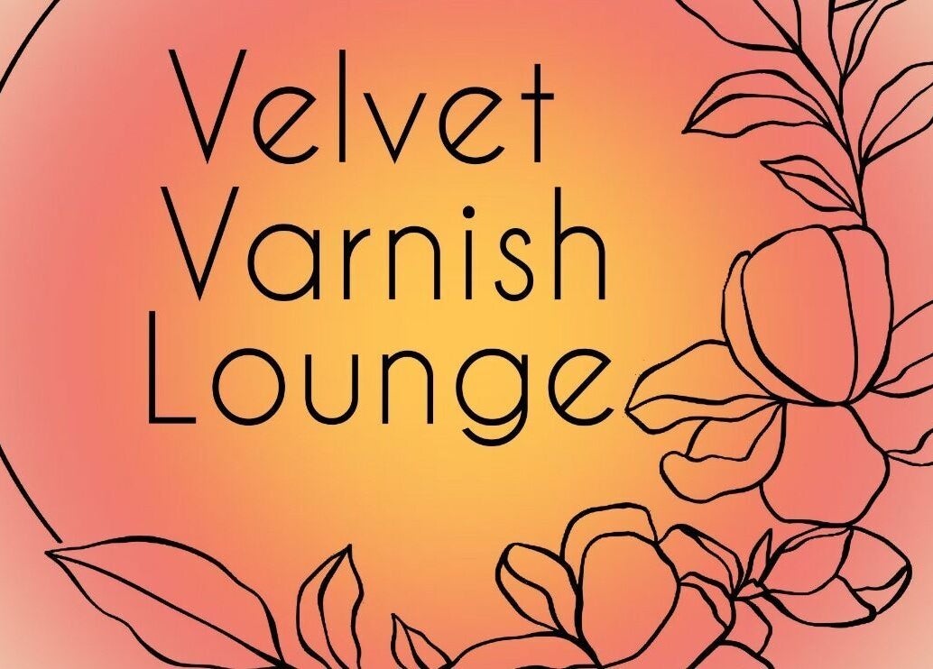Velvet Varnish Lounge logo with floral design, Spring, Texas, US.