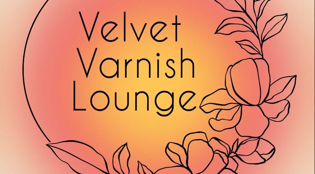 Velvet Varnish Lounge logo with floral design, Spring, Texas, US.
