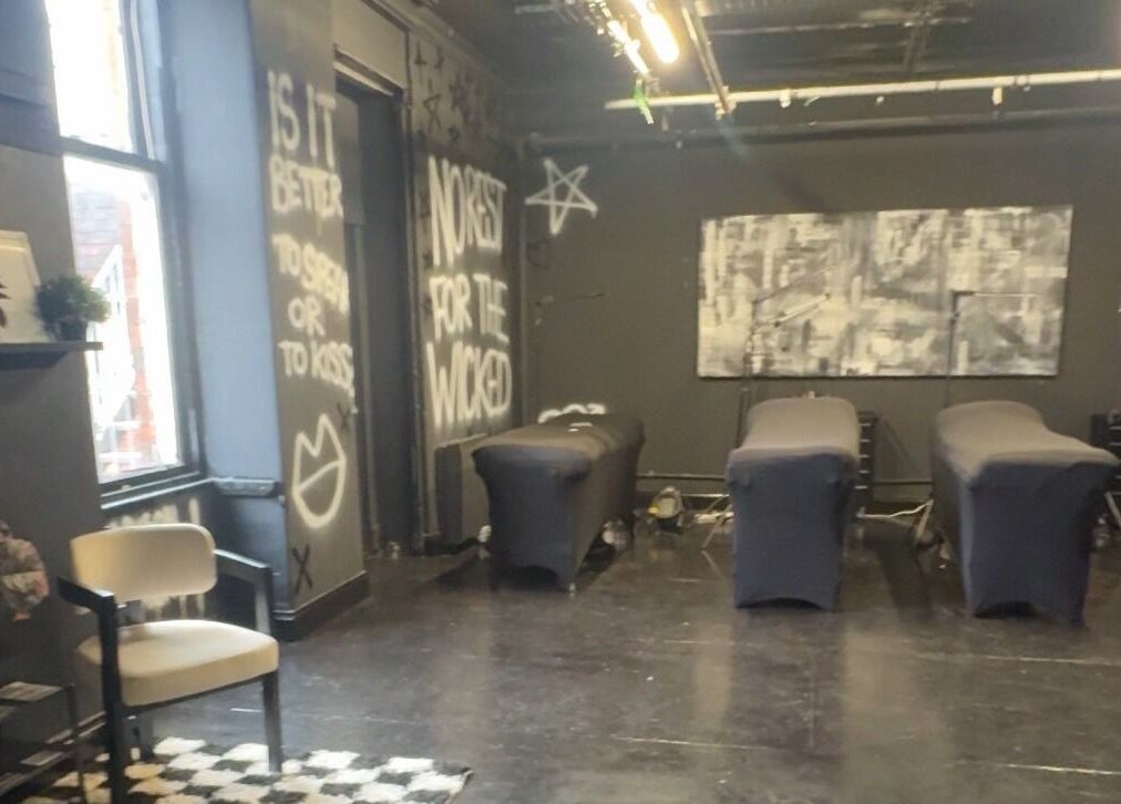 Modern interior of PrioriTEA Brow & Lash Co. in Glasgow, Scotland, GB with stylish decor and treatment beds.