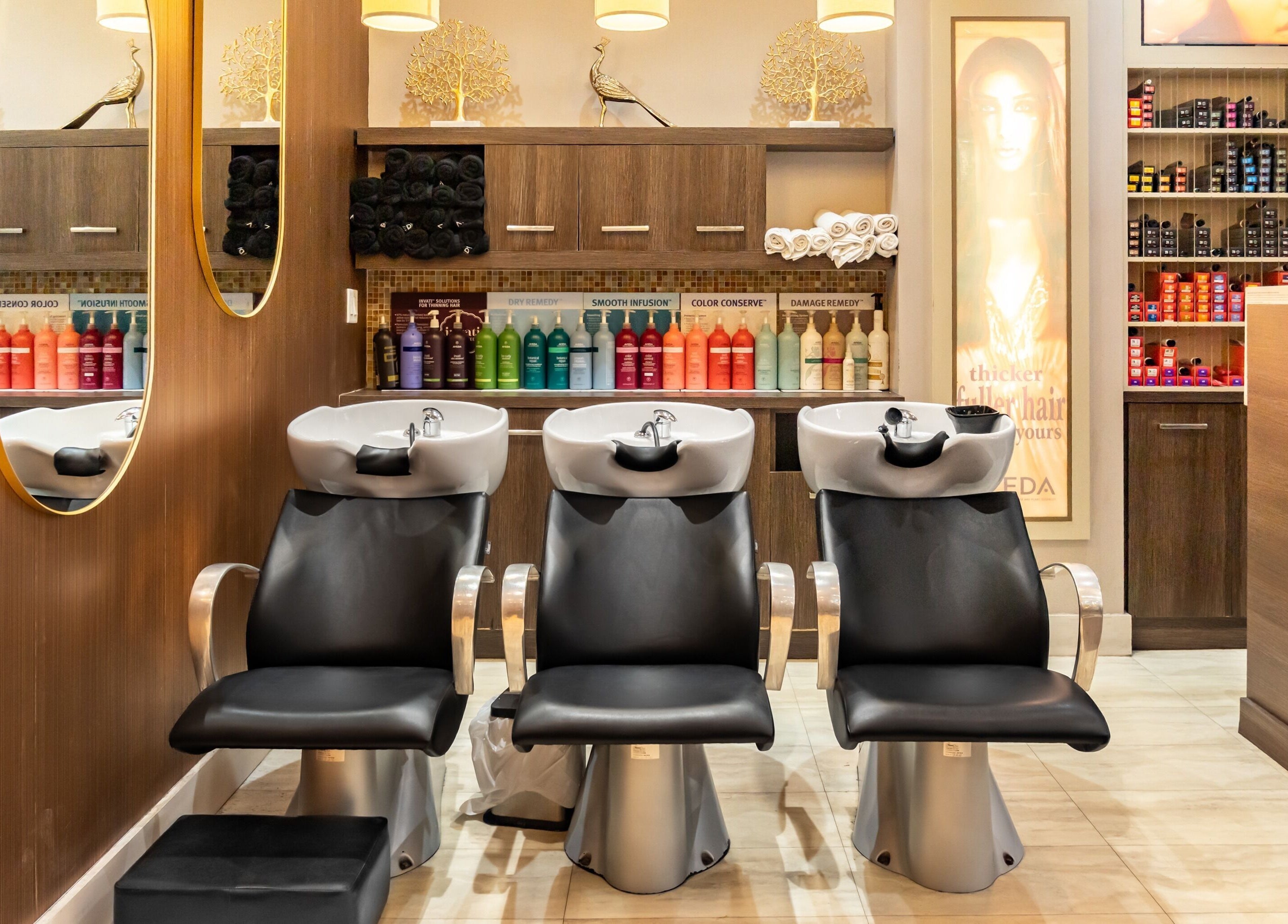 Modern salon wash stations at Pure Self Salon N Spa | AVEDA Salon in Markham, Ontario, CA.