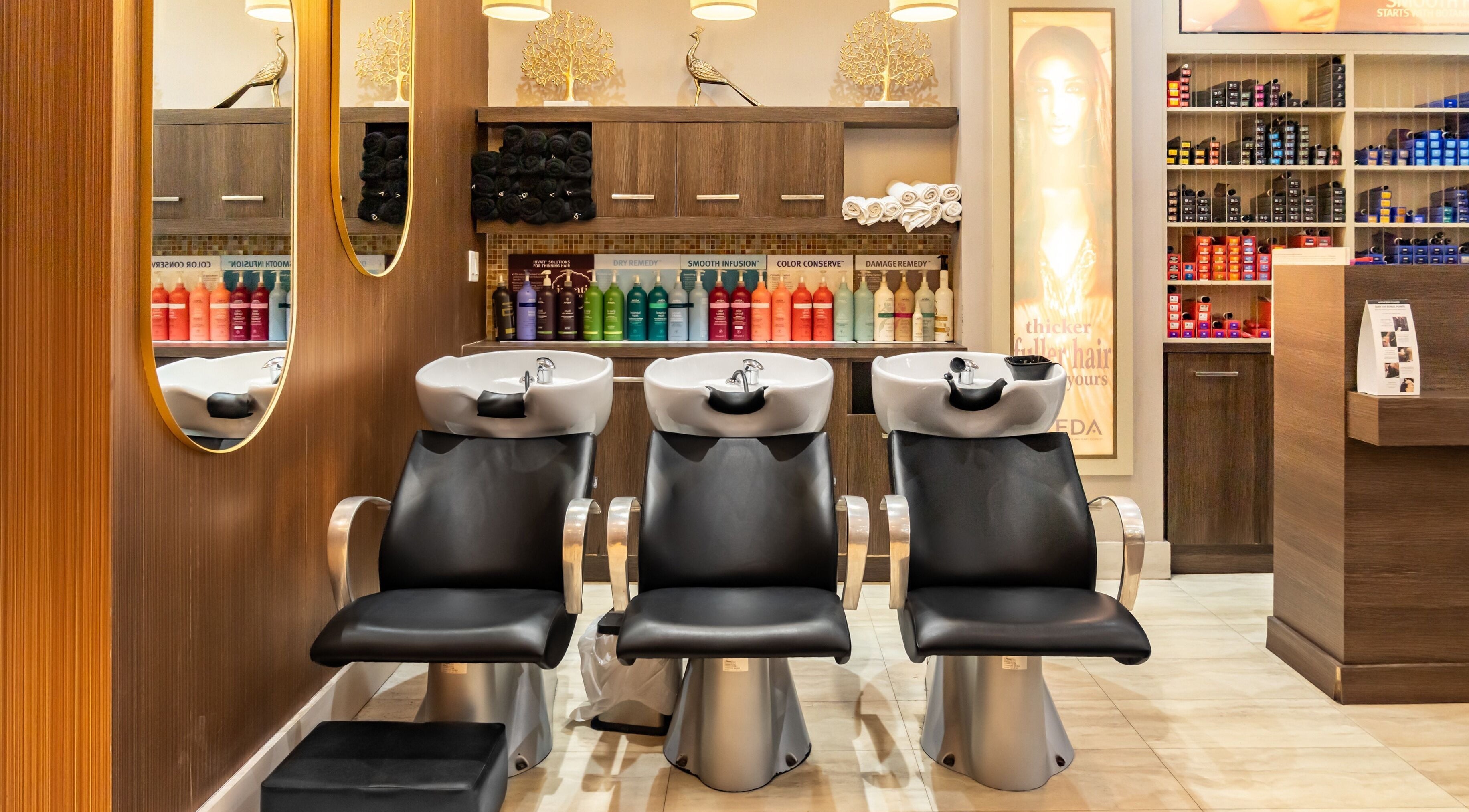 Modern salon wash stations at Pure Self Salon N Spa | AVEDA Salon in Markham, Ontario, CA.