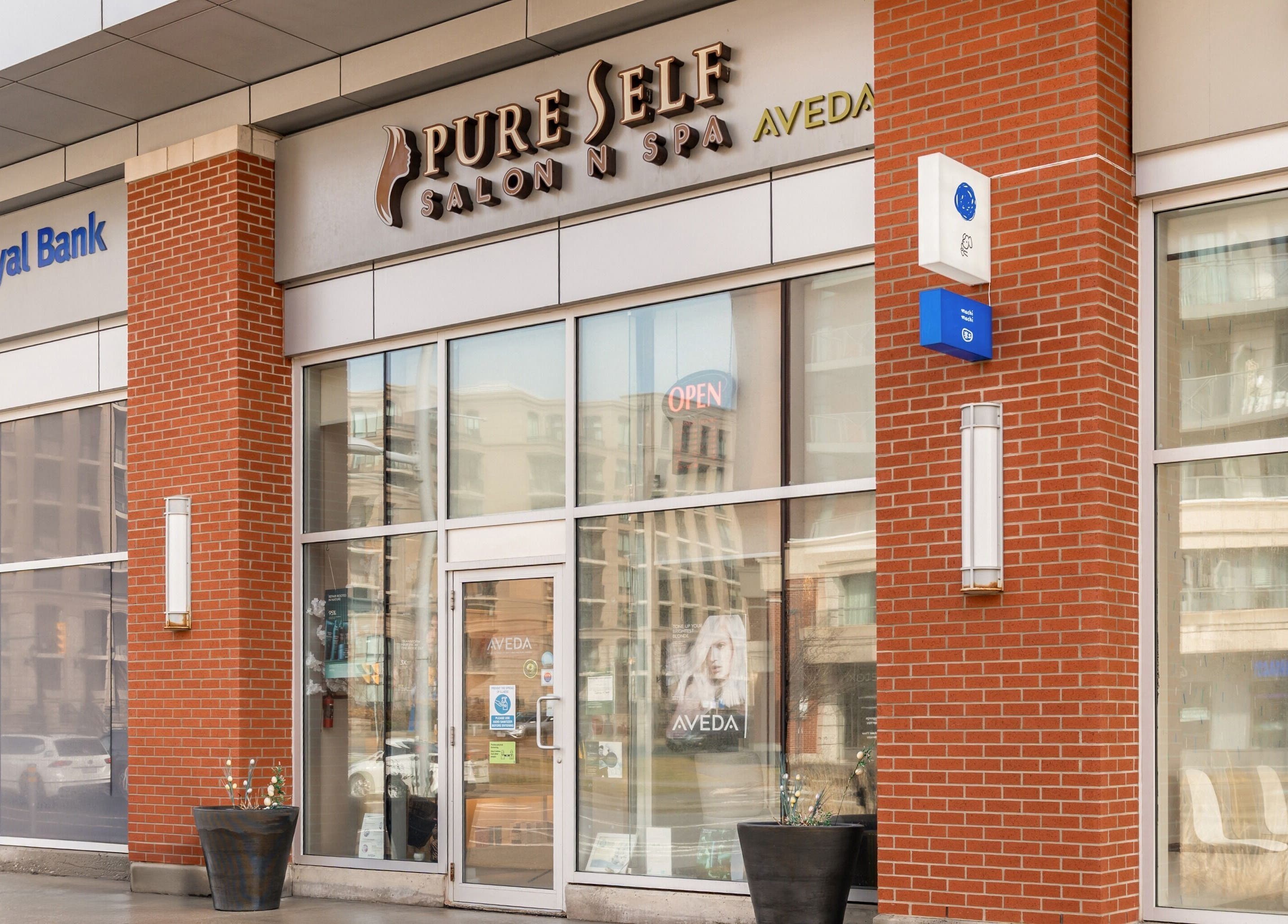 Exterior of Pure Self Salon N Spa | AVEDA Salon in Markham, Ontario, CA featuring modern design.
