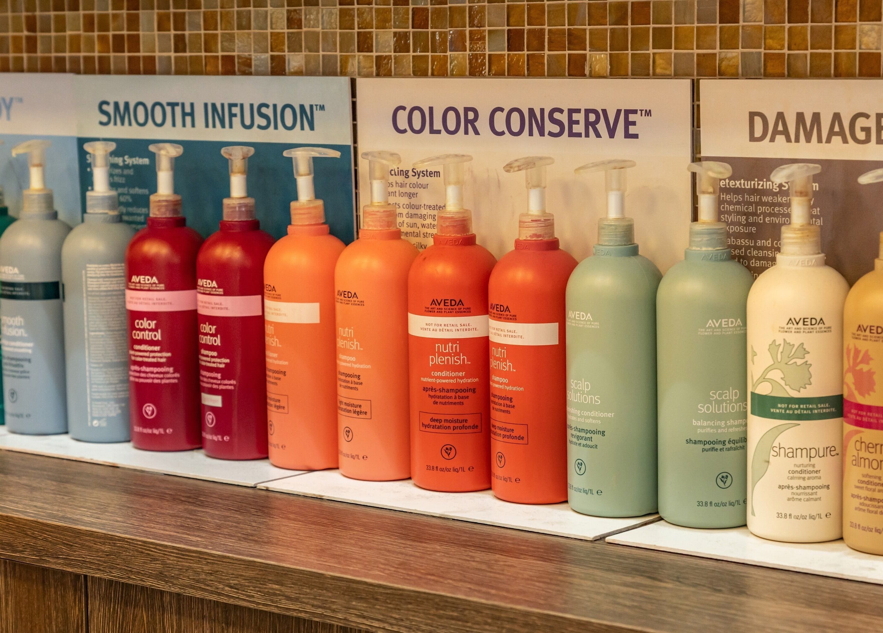 AVEDA haircare product lineup at Pure Self Salon N Spa | AVEDA Salon, Markham, Ontario, CA.
