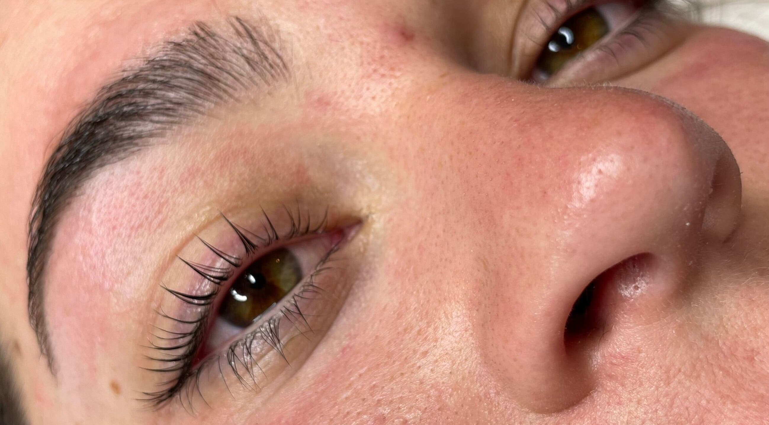 Close-up of polished eyelashes at Beauty X Leena, Success, Western Australia, AU.