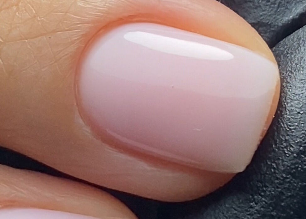 Close-up of elegant pink manicure at The Gel Society, Southport, Queensland, AU.