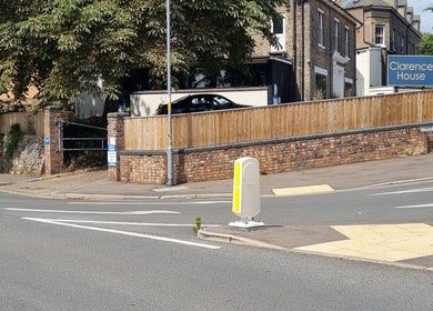 Street view near Chantara Thai Massage, Norwich, England, GB, highlighting Clarence House signage.