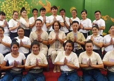 Chantara Thai Massage team in traditional attire, Norwich, England, GB. Warm ambiance and skilled professionals.