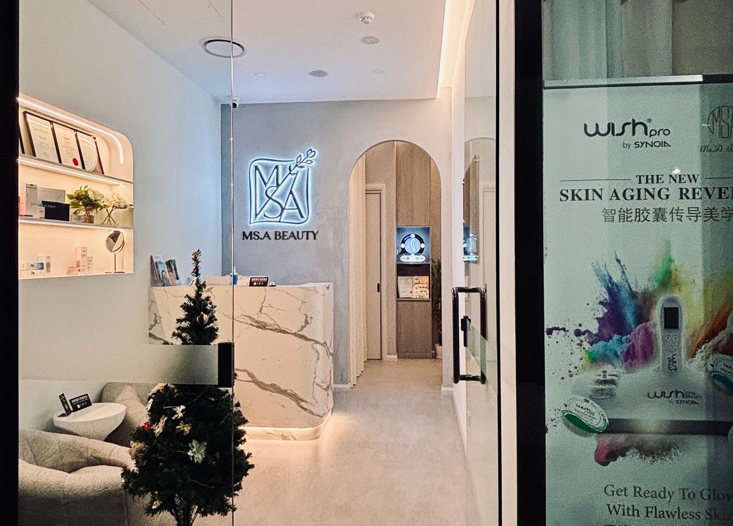 Stylish Ms.A Beauty reception in Meadowbank, New South Wales, AU, showcasing modern design and welcoming ambiance.