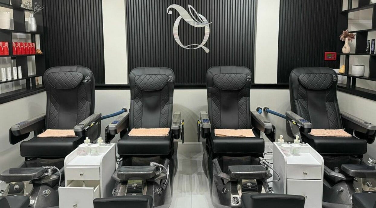Modern pedicure chairs at Queenie Nails & Spa in Frederick, Maryland, US offer a relaxing experience.