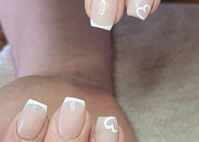 Elegant nail art with heart design by Skin and Beauty by Leah, Nambucca Heads, New South Wales, AU.