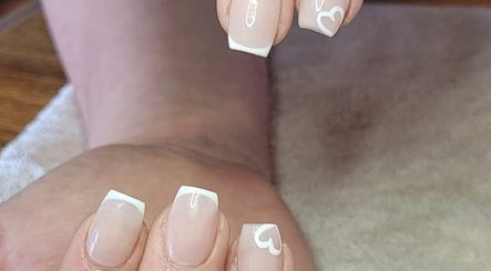 Elegant nail art with heart design by Skin and Beauty by Leah, Nambucca Heads, New South Wales, AU.