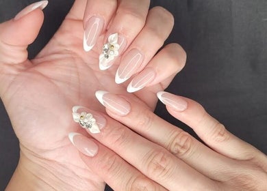 Elegant manicured nails with white tips at Skin and Beauty by Leah in Nambucca Heads, New South Wales, AU.
