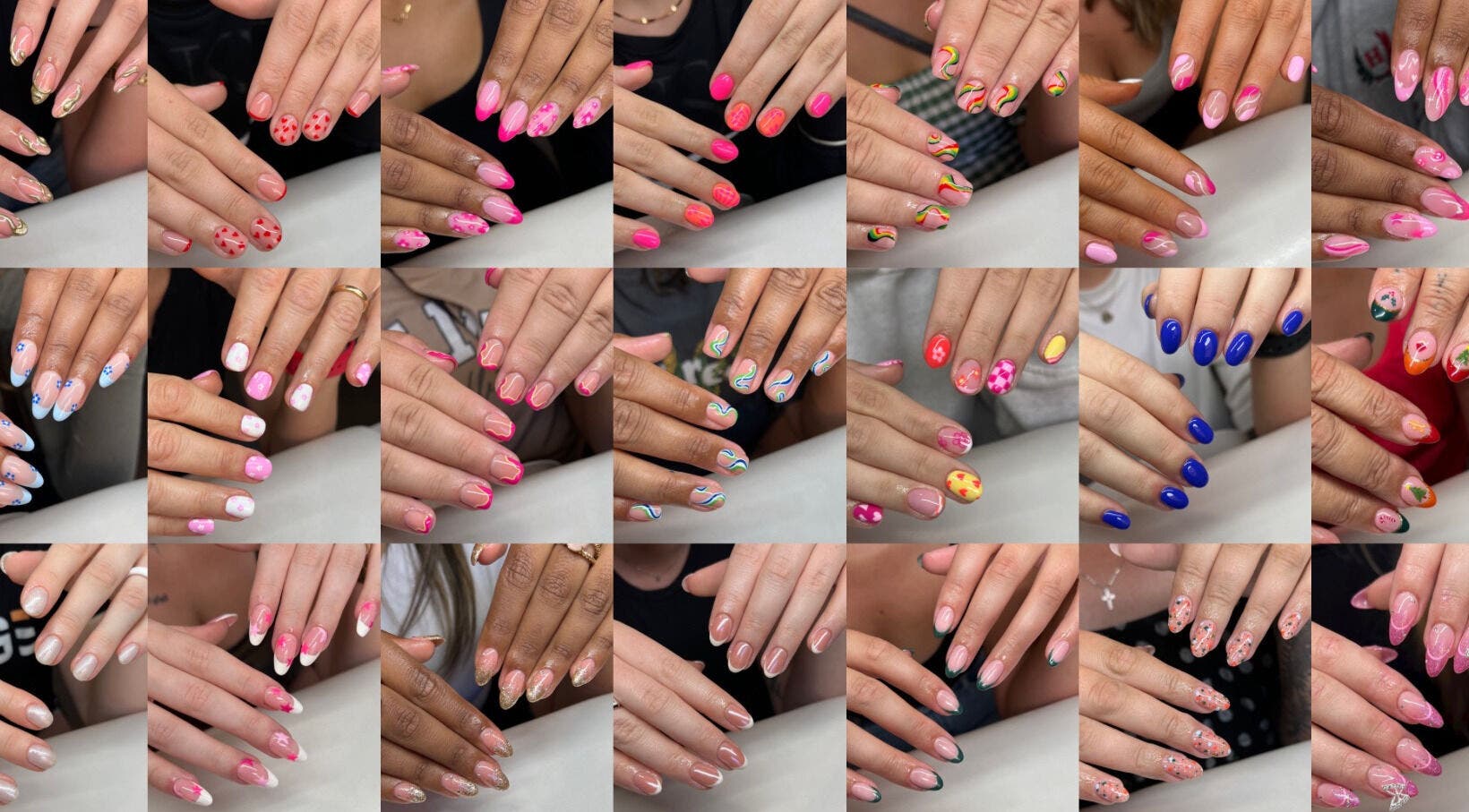 Colorful nail art designs at Stren Beauty, Auckland, Auckland, NZ showcasing diverse styles.