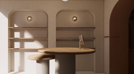 Minimalist reception at Mor Tide Day Spa, Fortitude Valley, Queensland, AU, featuring wooden decor.