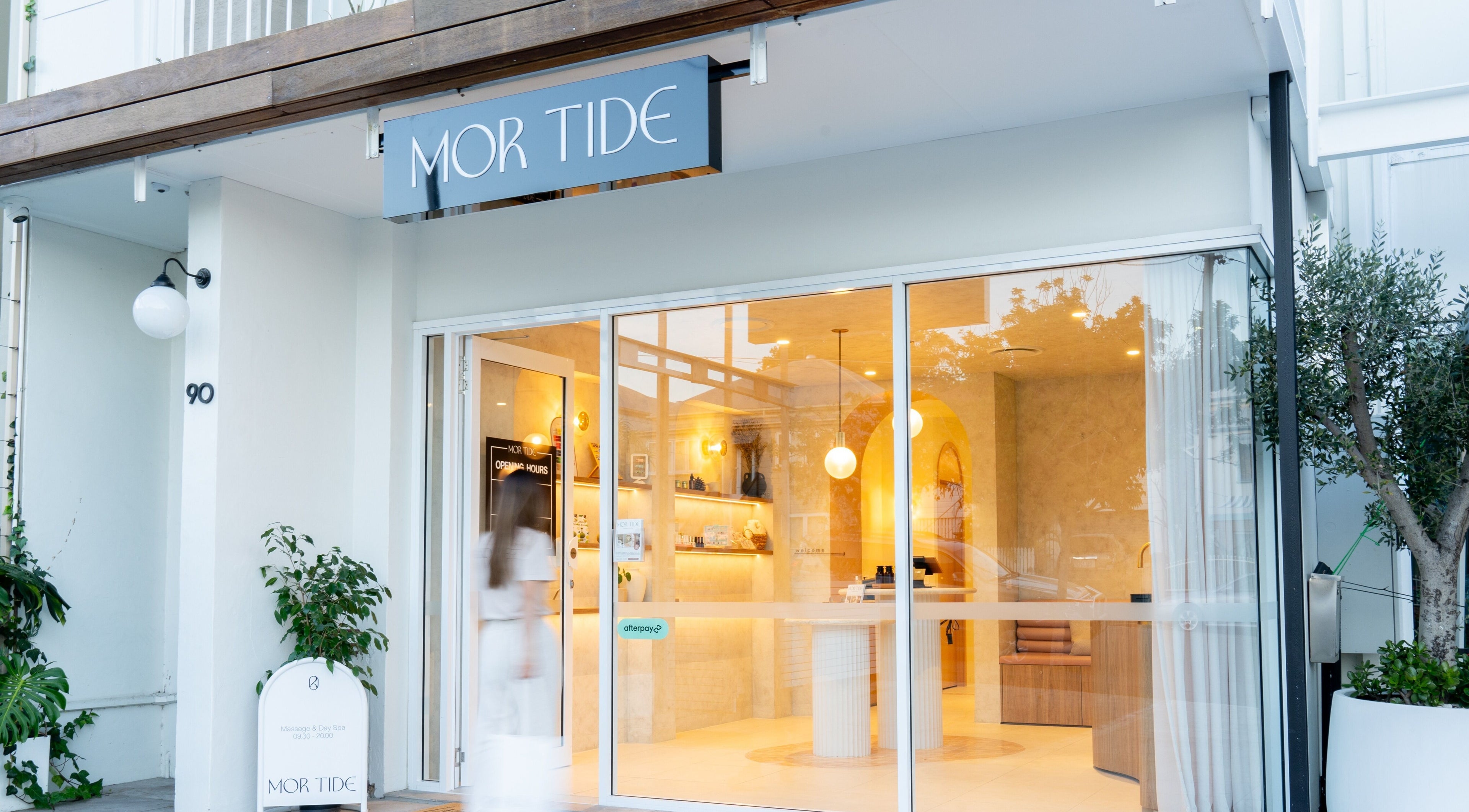 Exterior of Mor Tide Day Spa in Fortitude Valley, Queensland, AU, showcasing modern design and welcoming entrance.
