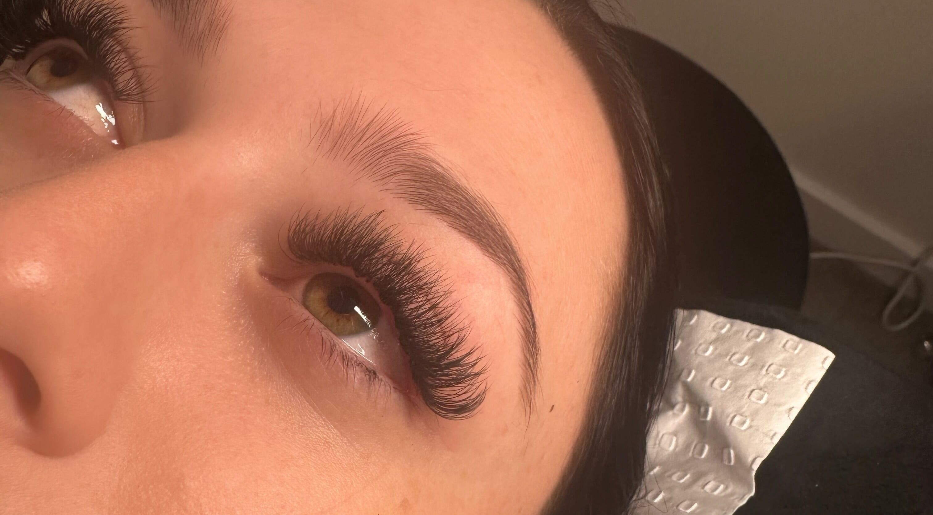 Close-up of elegant eyelash extensions at Lash & Browbar Gc, Hope Island, Queensland, AU.
