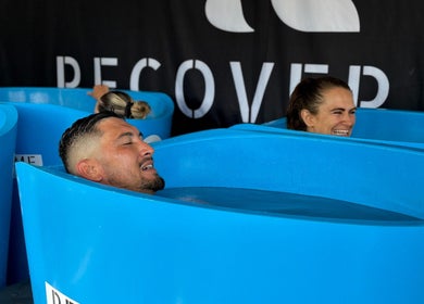 Guests enjoy cold water therapy at Fourtress 2025, Auckland, Auckland, NZ for wellness rejuvenation.