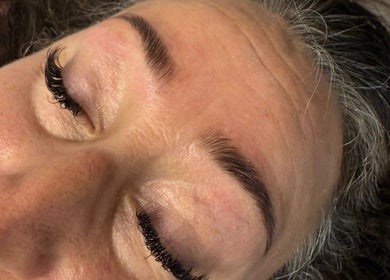 Close-up of voluminous lashes after treatment at The Brow & Nail Lounge, Worthing, England, GB.