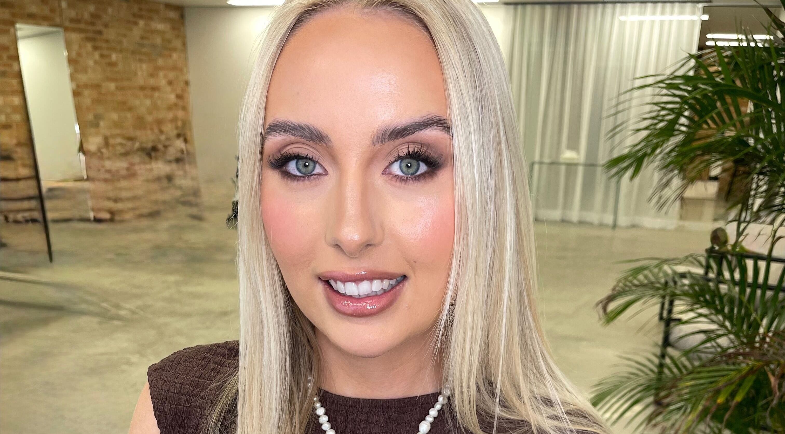 Woman with flawless makeup at Pamela Nolan Makeup - Her Place Cosmetics, Banksmeadow, New South Wales, AU.