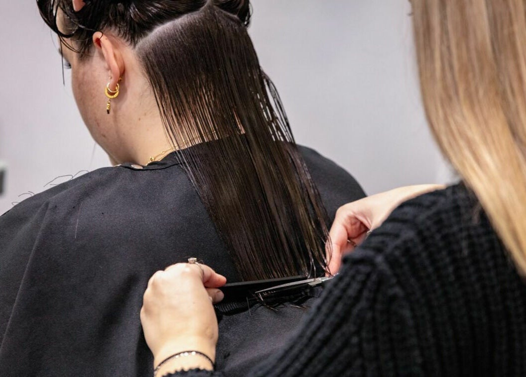 Stylish haircut in progress at Maddness Hair Design, Bundoora, Victoria, AU.