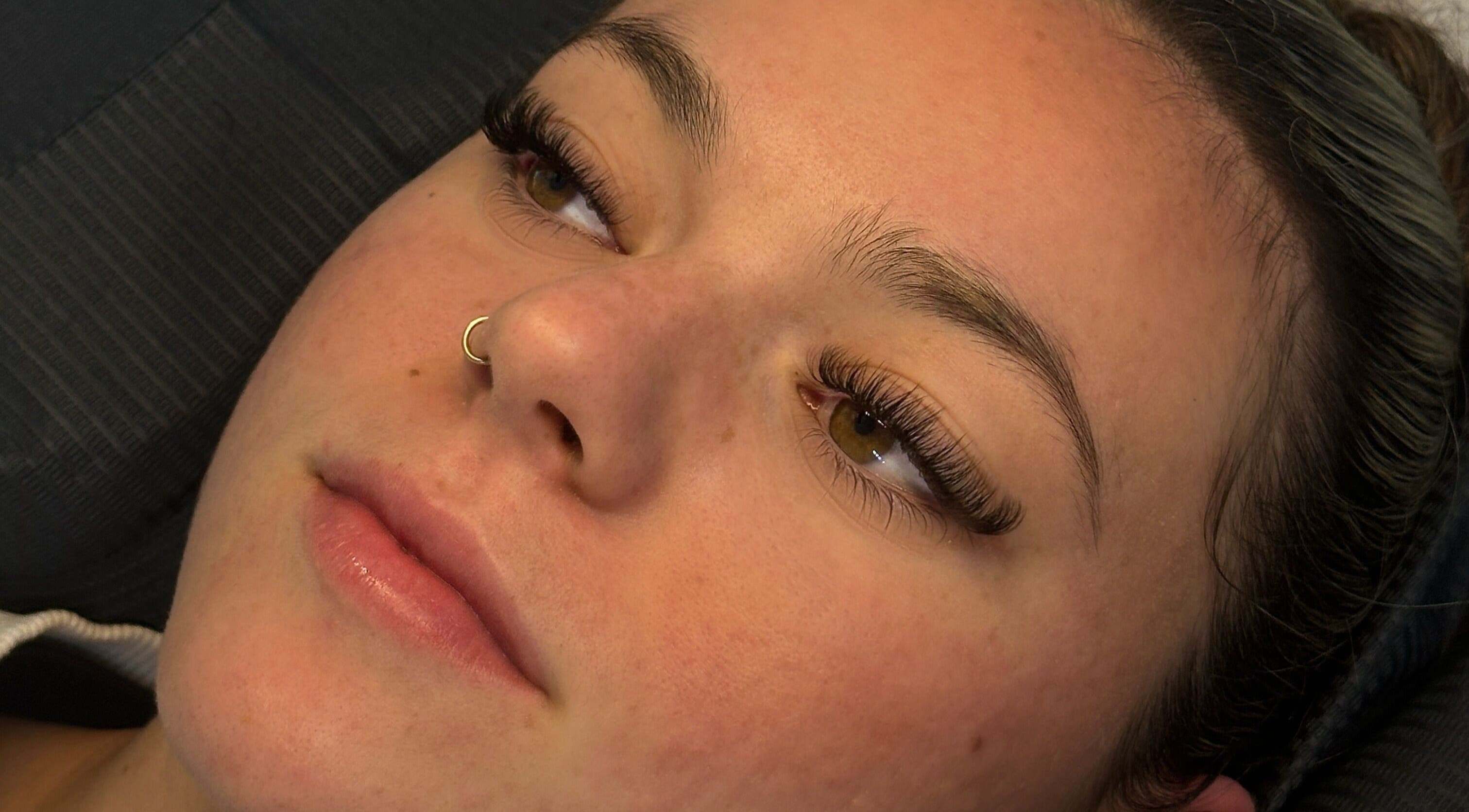 Close-up of eyelash extensions at Lab Lounge, Blacksmiths, New South Wales, AU.