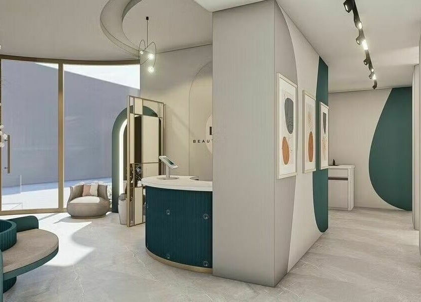 Elegant lobby at Leen Beauty Center, Aqaba, Aqaba Governorate, JO, with modern decor and soothing ambiance.