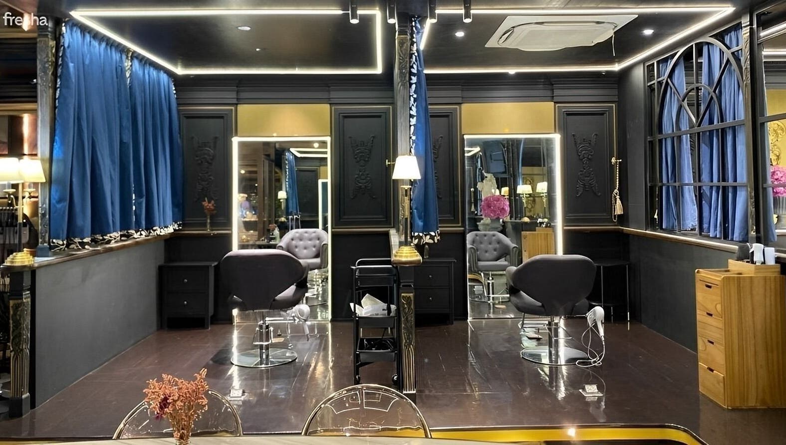 Exclusive salon styling area at Daol Salon Malate, Manila, Metro Manila, PH with plush chairs and chic decor.