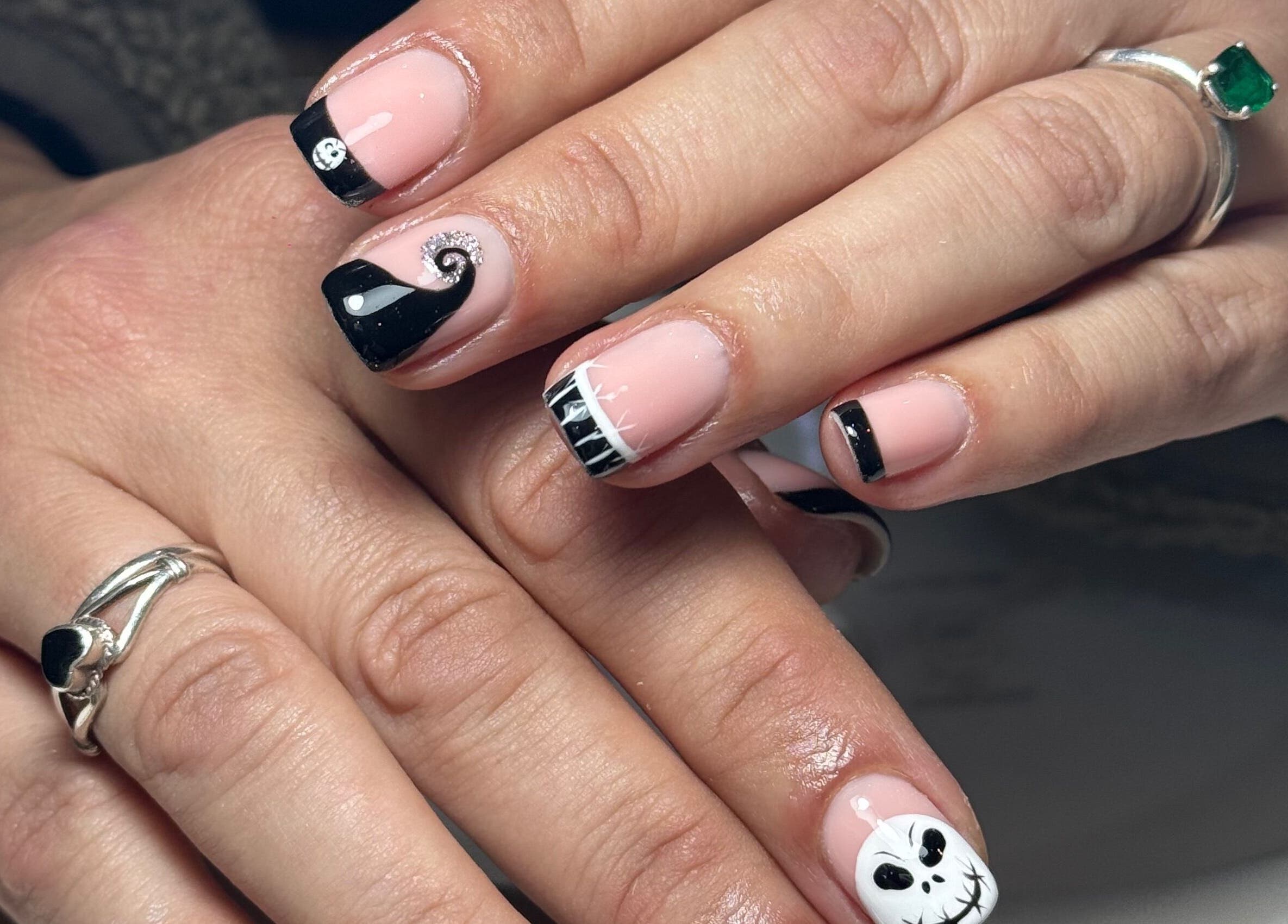 Detailed nail art with spooky design at Chloe’s Beauty Spot in Torquay, England, GB.