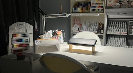 Chic manicure station at Miiso Nail Studio - Perth in Koondoola, Western Australia, AU. Nail polishes neatly displayed.