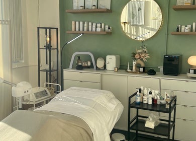 Luxurious treatment room at Misskin & Laser Studio in Birmingham, England. Elegantly designed for relaxation.