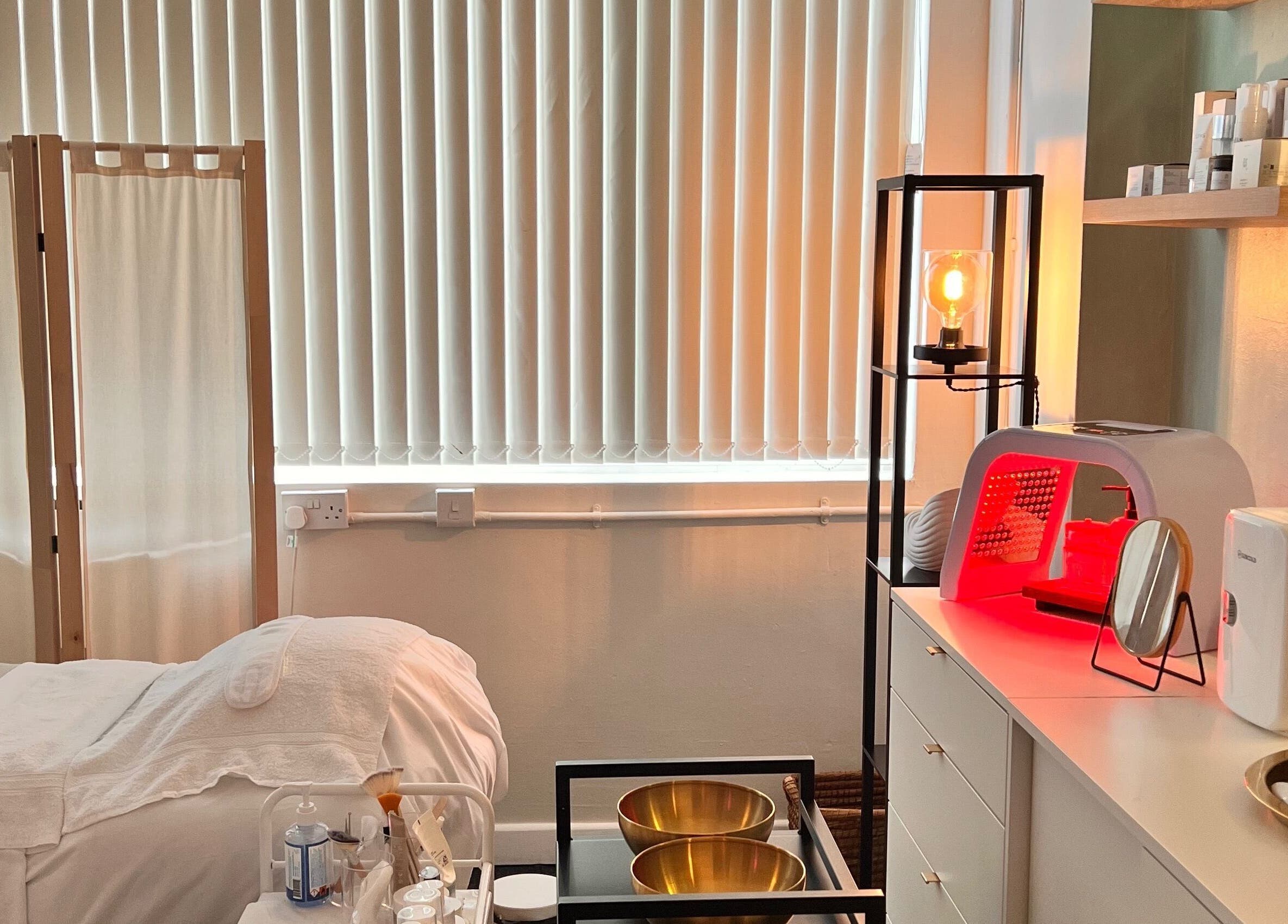 Elegant treatment room at Misskin & Laser Studio in Birmingham, England, GB, showcasing wellness equipment.